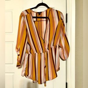 Multicolored v neck blouse